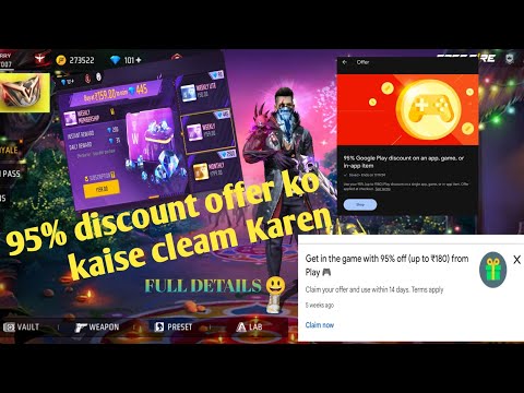 Play Store ka 95% discount  offer kaise free fire main weekly membership apply Karen full details ff