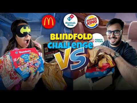 BLINDFOLD Food Challenge With My Friend || Burger,  Pizza,  Noodles with Brands