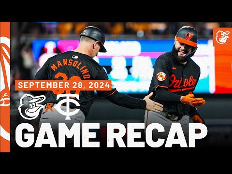 Orioles vs. Twins Game Recap (9/28/24) | MLB Highlights | Baltimore Orioles