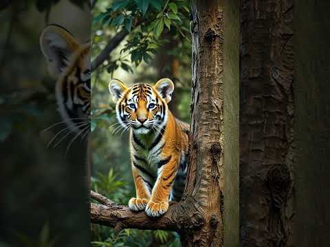 Curious Tiger Cub Exploring the Jungle: Adorable Big Cat Adventure