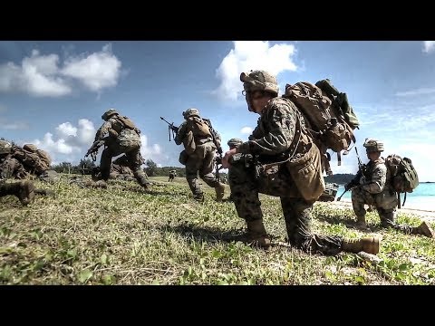 US Marines Assault On Enemy Defense – Amphibious Assault Training On Okinawa, Japan