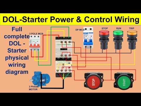 DOL Starter Control Wiring Diagram Full  Explained Step by Step | DOL starter | DOL starter wiring |