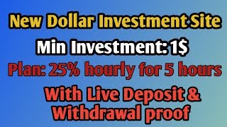 New Dollar investment Site. Min invest: 1$. Hourly 25% profit for 5 hours -  Hyips daily