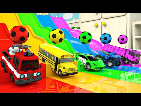 Baby Shark + Wheels On the Bus | figured wheels and soccer ball - Baby Nursery Rhymes & Kids Songs