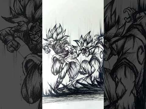 Speed Drawing Stick-man Goku vs Broly 😳//#anime #drawing #shorts