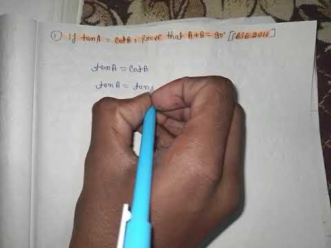 If tan A=cot B,prove that A+B=90°.