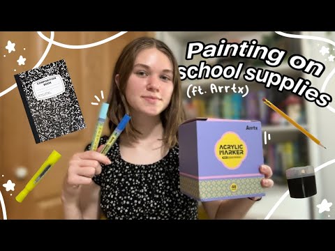 Painting on school supplies (ft. Arrtx acrylic markers)