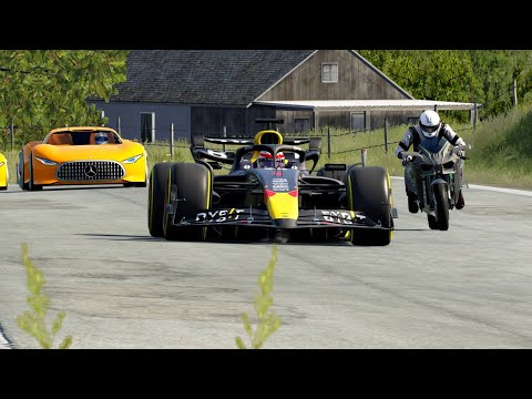 Kawasaki Ninja H2R Supercharged vs F1 Red Bull vs F1 McLaren vs Mercedes-Benz AMG Vision GT