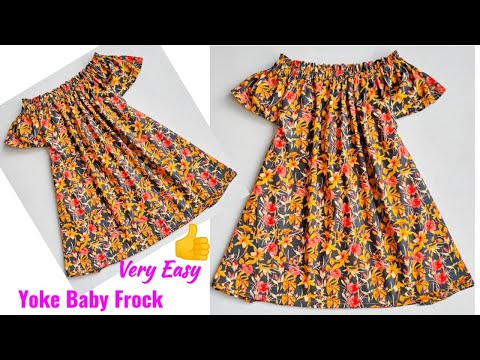 Very Easy Yoke Baby Frock cutting and stitching for 1-2 year Baby