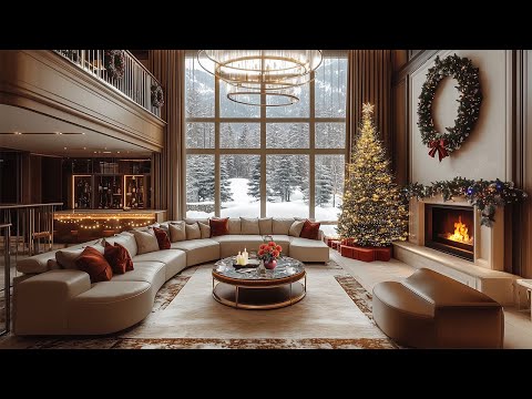 Warm Luxury Living Room with First Snow and Jazz Melodies ❄️ Soothing Piano Jazz Music for Study