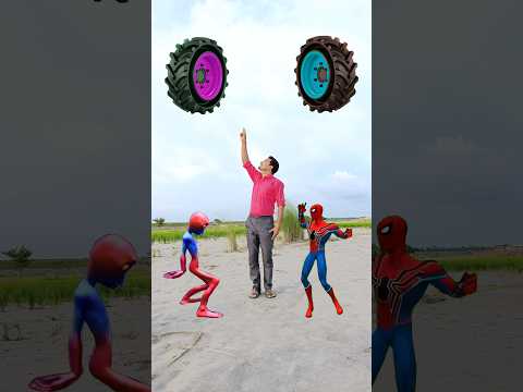 Tractor wheel to alien, Spiderman, gorilla, blue sarees girl - funny vfx magic video