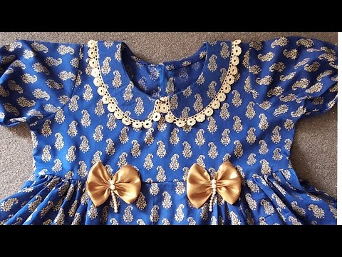 Baby collar frock cutting and stitching- baby peter pan collar neck design