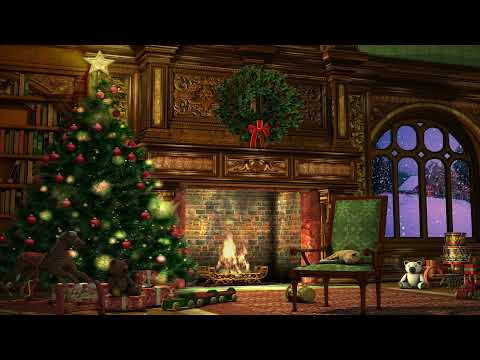 Relaxing Christmas Choir Music with Crackling Fire Sounds 🔥 Cozy Christmas Ambience & Winter Scenery