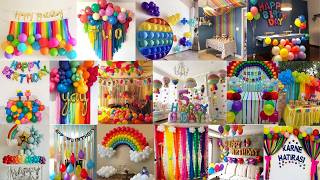 🌈🎈Simple Birthday Decorations/Balloon decoration ideas for birthday/Easy Birthday Decor/Decorations