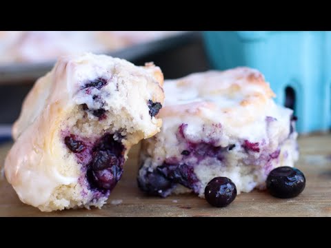 Glazed Blueberry Biscuits (So ADDICTIVE)😩