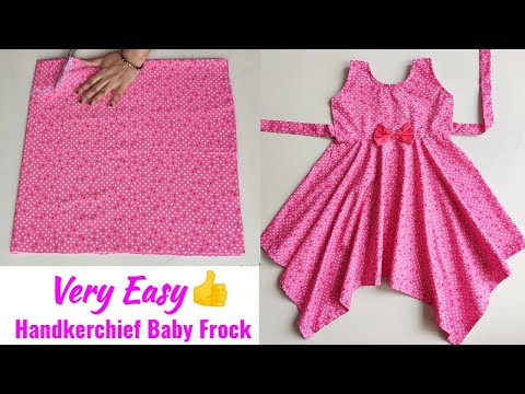 Very Easy Handkerchief Baby Frock Cutting and Stitching | Baby Frock cutting and stitching