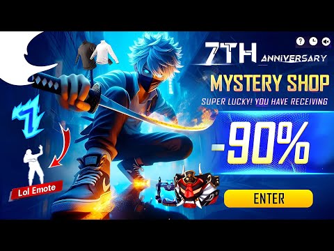 MYSTERY SHOP EVENT FF, 7TH ANNIVERSARY EVENT FREE FIRE 2024 🥳 | FREE FIRE NEW EVENT | FF NEW EVENT