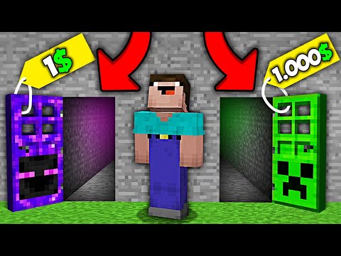 WHICH CREEPER DOOR VS ENDERMAN DOOR TO CHOOSE IN MINECRAFT ? 100% TROLLING TRAP !