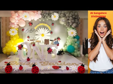 Flower theme balloon decoration| Flower| FLOREL| Flower die| First birthday balloon decoration| die