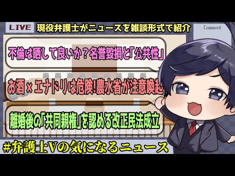 【 #弁護士Vの気になるニュース 】不倫は晒して良い!? 　民法改正と共同親権　など【 法律雑談 】#弁護士