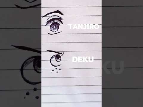 Drawing Tanjiro and Deku eyes #shorts #demonslayer #myheroacademia #drawing