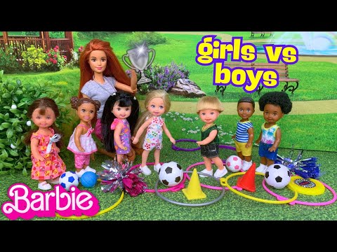 Barbie Doll School Field Day Story - Toddler Girls vs Boys