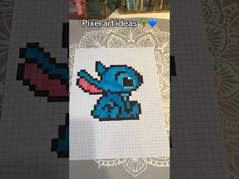 Pixel art ideas 🌴💙 #art #pixelart #pixelartideas #drawing #ideas #viral #stitch #disney