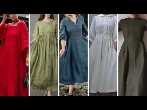 Linen Maxi Dress Designs|Linen frock designs|Stylish Frock Designs