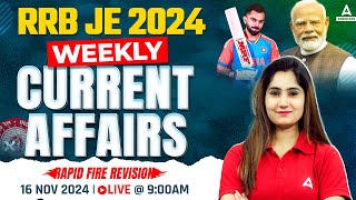 November Weekly Current Affairs 2024 | RRB JE Current Affairs Revision 2024 | By Pinki Mam