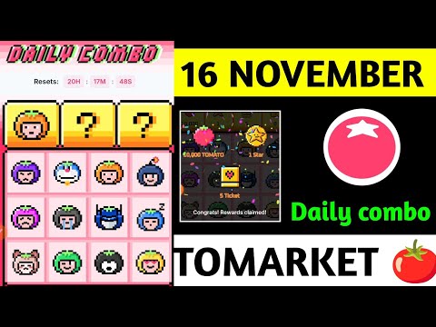 Tomarket Daily Combo 16 November | Tomato Daily Combo Today | Tomarket Airdrop daily combo card