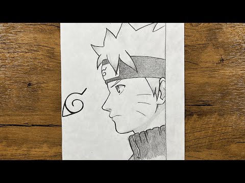 How to draw Naruto side view using just a pencil | drawing Naruto step-by-step