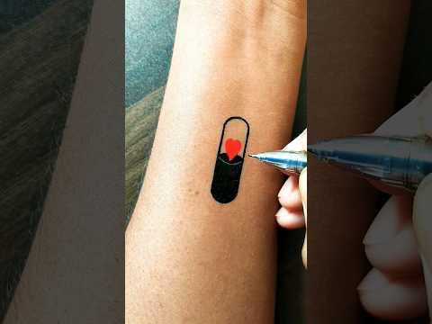 DIY | Heart in capsule easy tattoo .......#tattoo #viral #art #love #shorts