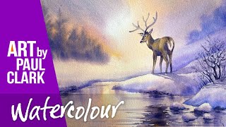 How to Paint a Deer in a Winter Scene in Watercolour ... in Mauvember!