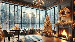 Cozy winter cityscape | Relaxing jazz music for a peaceful evening indoors