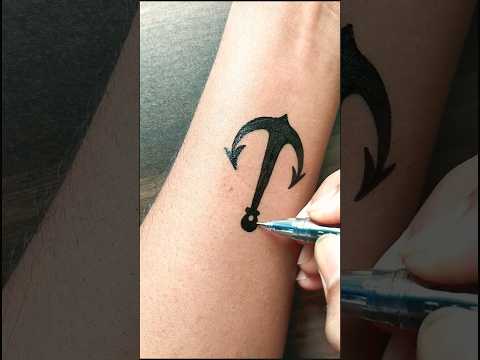 Easy anchor tattoo.......#tattoo #viral #trending #shorts #art #easytattoo #handtatoo #bodyart