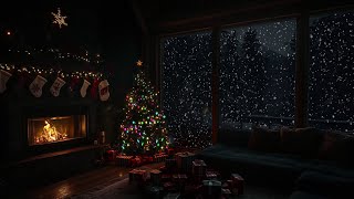 Snowy Christmas Ambience🎄Fireplace & Winter Wind Sound for Deep Rest