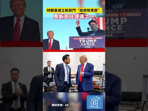 特朗普成立新部門“政府效率部”，馬斯克任領導之一#特朗普 #trump #musk #馬斯克 #us