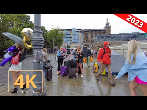 Edinburgh Rainy Day 🇬🇧 United Kingdom | Scotland | City Tour | Street Walk | Virtual Walking 2023