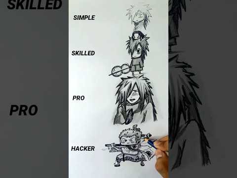 Drawing Madara Uchiha in different levels 😳🤯//#anime #drawing #shorts