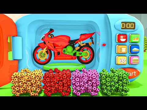 Bingo Song - Motorcycle soccer balls | Colorful cars and balls | Baby Nursery Rhymes & Kids Songs