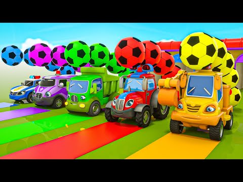 Baby Shark + Wheels On the Bus song- soccer balls,learn car colors -Baby Nursery Rhymes & Kids Songs