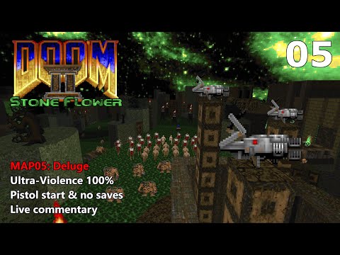 Doom II: Stone Flower - MAP05: Deluge - Ultra-Violence 100% (FINALE)