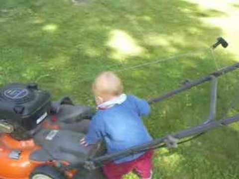 mowing the lawn