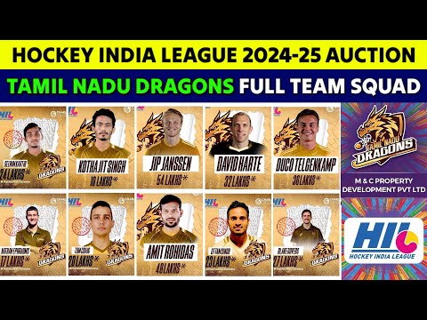 Hockey India League 2024-25 | Tamil Nadu Dragons Full & Final Squad | Tamil Nadu Team Players List