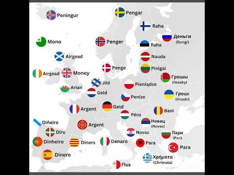 How to say "money" in different European languages? #map #money #europe #youtubeshorts