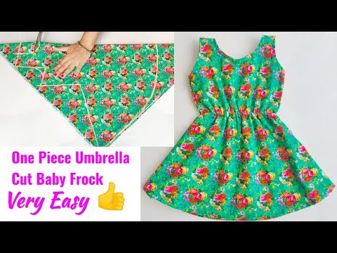 One piece umbrella cut baby frock cutting and stitching For 2-3 Year