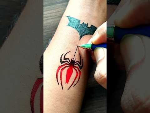 Batman x Spiderman temporary tattoo...#tattoo #viral #trending