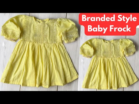 How to Cut And Stitch Branded Style Winter Baby Frock || Frock Design