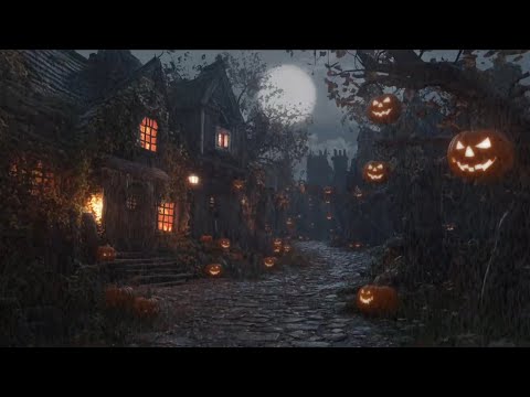 💀Heavy Rain & Horror Sounds for Relaxation | Gloomy Medieval Village Ambiance