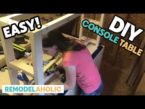 How to Build a Modern Farmhouse Style DIY Console Table with Shelves | Remodelaholic